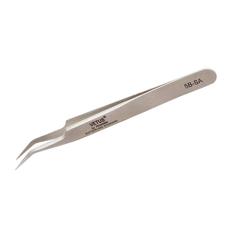 Vetus Tweezer Stainless Steel Non-magnetic Curved Pointed Tip Precision Eyelash Eyebrow Extensions Lashing Tool (5b-sa) - Image 1